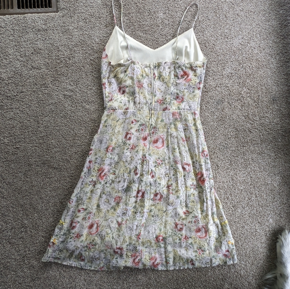 Floral Spaghetti-Strap Mini Dress in Cream and Pink - Picture 2 of 6